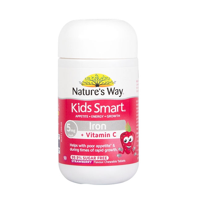 澳大利亚 Nature’s way佳思敏 儿童补铁维生素C咀嚼片草莓味 50粒/瓶